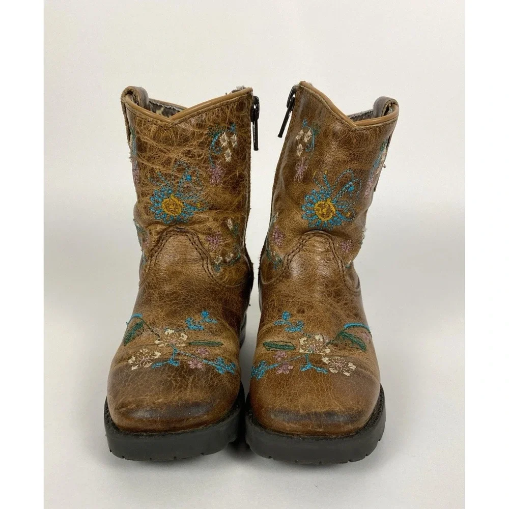 Smoky Mountain Girl's Western Floral Embroidered Leather Boots SZ 7R Toddler
